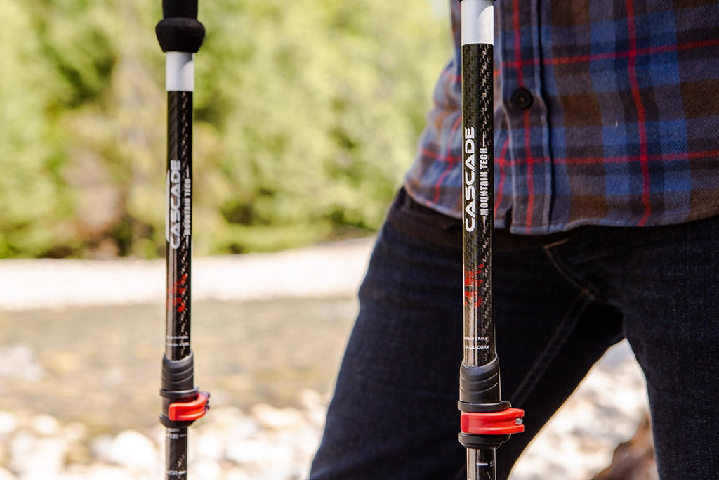 Cascade Mountain Tech 3K Carbon Fiber Quick Lock Trekking Poles Cork Grip