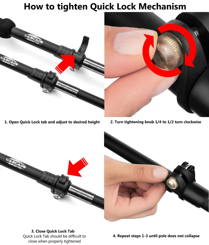 Cascade Mountain Tech Carbon Fiber Folding Trekking Poles Cork Grip